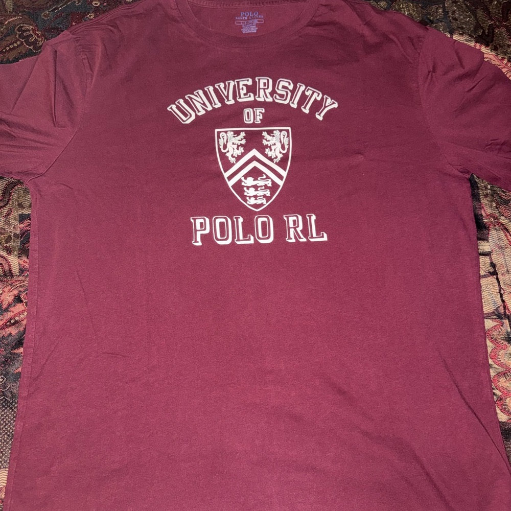 Polo Ralph Lauren University Collegiate Crest Burgundy/White Long-Sleeve Tee